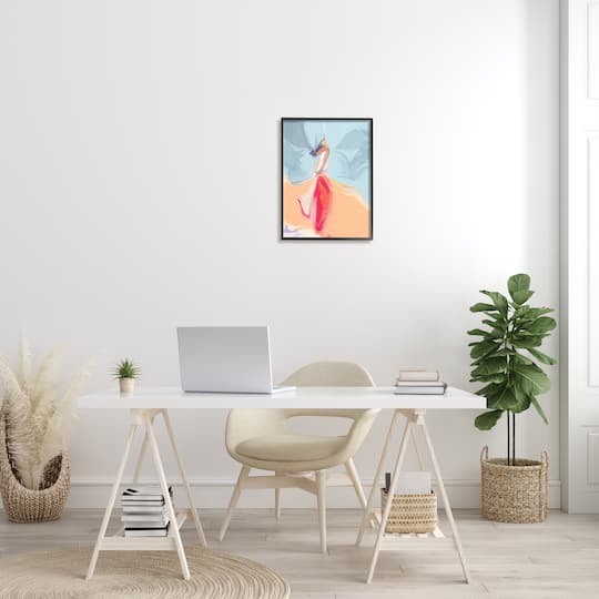 Stupell Industries Abstract Figure Dancing Movement Pink Blue Orange in Frame Wall Art